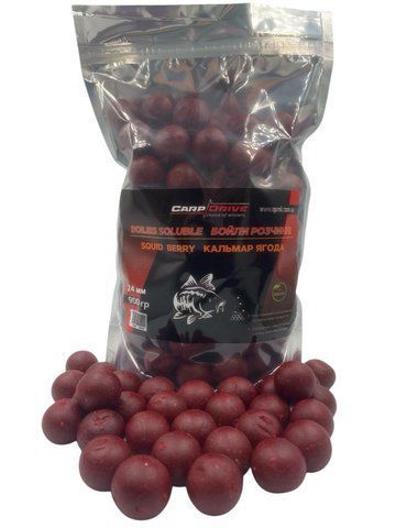 Бойли розчинні Кальмар - Ягода (Squid - Berry) 24 мм 900г Carp Drive  фото