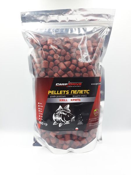 Pellets, пелети короповий, пелети Krill (Кріль) Carp Drive 12 мм 900гр  фото