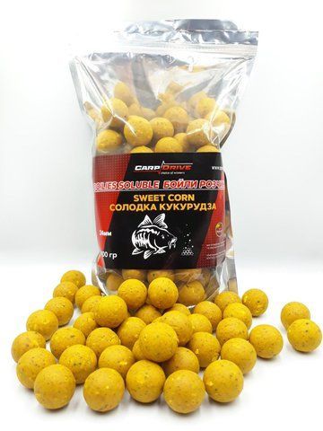 Бойлы растворимые прикормочные Сладкая Кукуруза (Sweet Corn) 24 мм 900 г. Carp Drive   фото